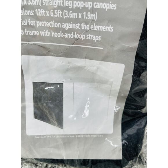 12X12 Straight Leg Canopy Sidewall Mesh Black Durable Polyester Outdoors New - Picture 3 of 8